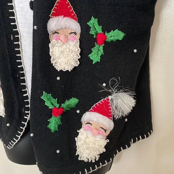 VTG Victoria Jones Embroidered Santa Cardigan Vest - Picture 2 of 8